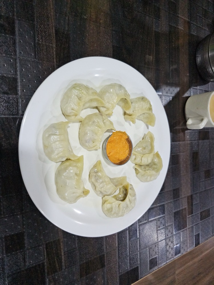 Vegetable momos showing consistent wrapper shapes